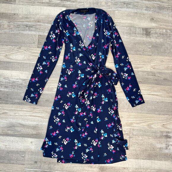 Banana Republic Navy Floral Wrap Dress Size XS S28 - Picture 2 of 7